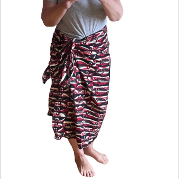 Beautiful Cotton large scarf sarong Indonesian antique style block print wrap - Picture 8 of 10